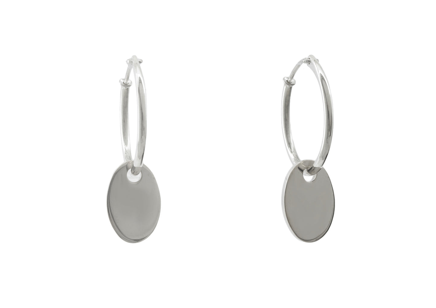 E15 Oval Earring, White Gold & Platinum