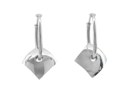 E12 Square Hoop Earrings, White Gold & Platinum