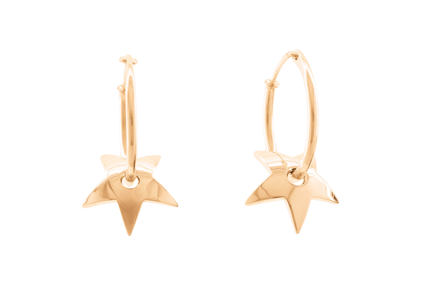 E27 Star Hoop Earring, Red Gold