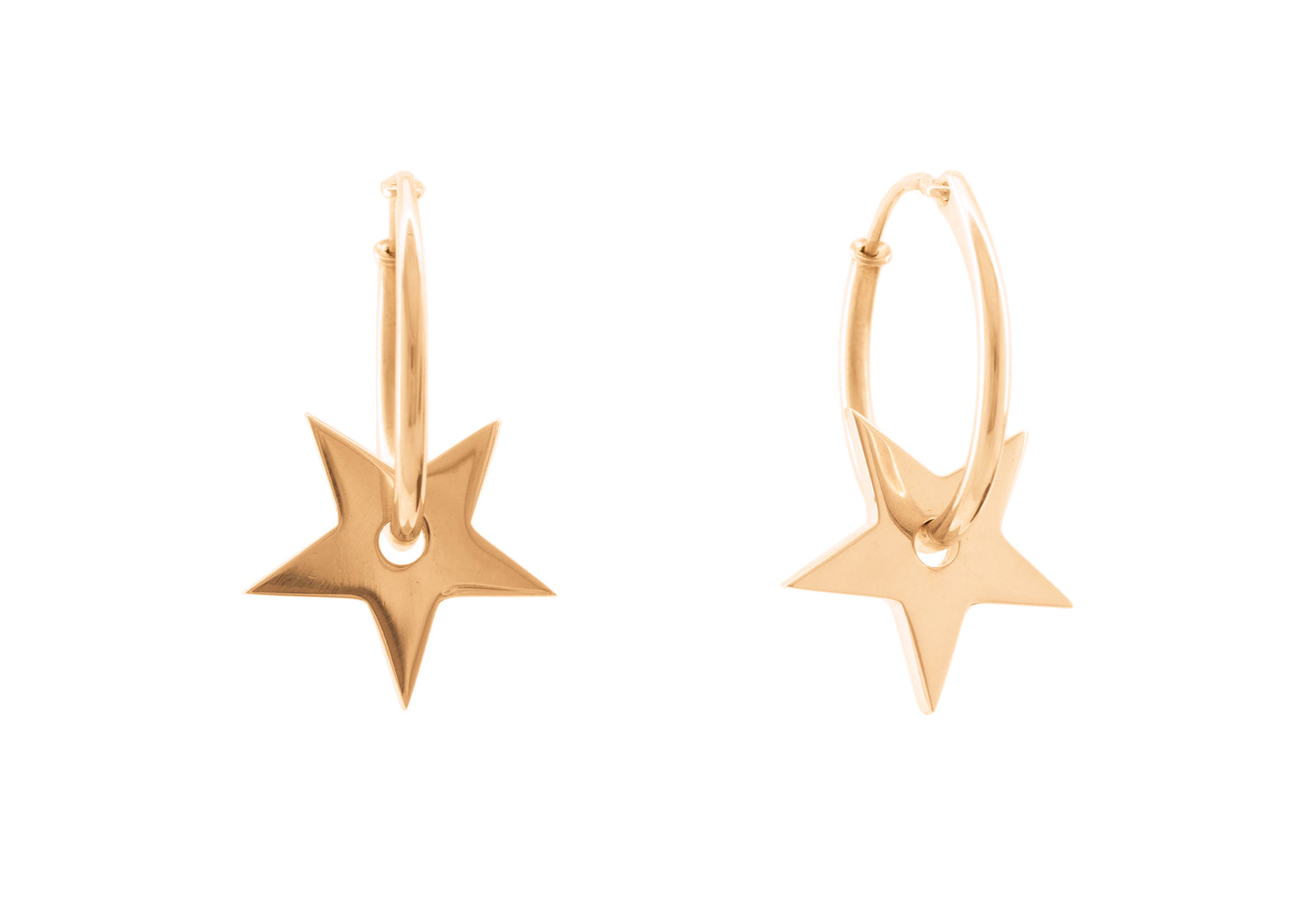 E27 Star Hoop Earring, Red Gold