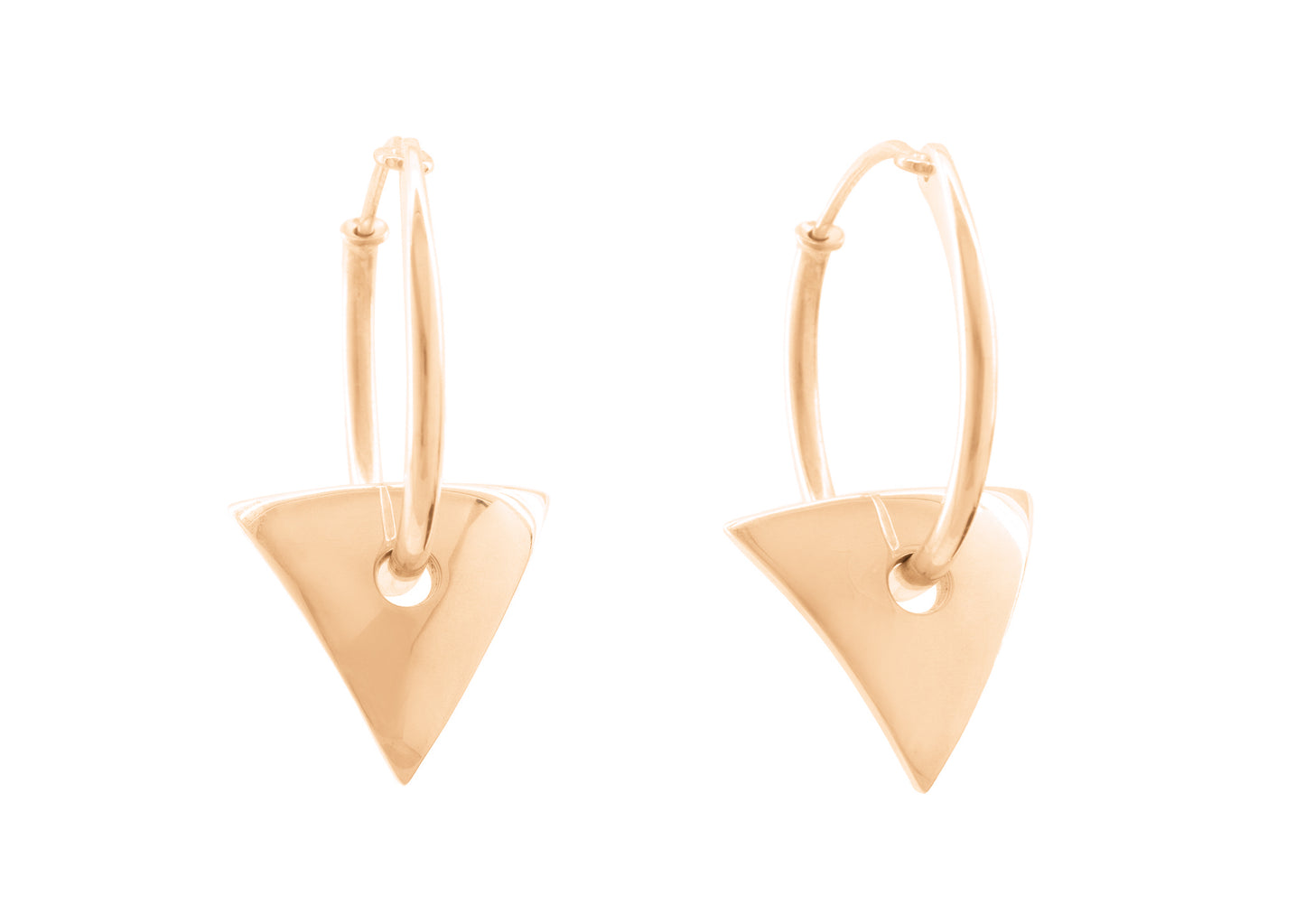 E13 Triangle Hoop Earrings, Red Gold