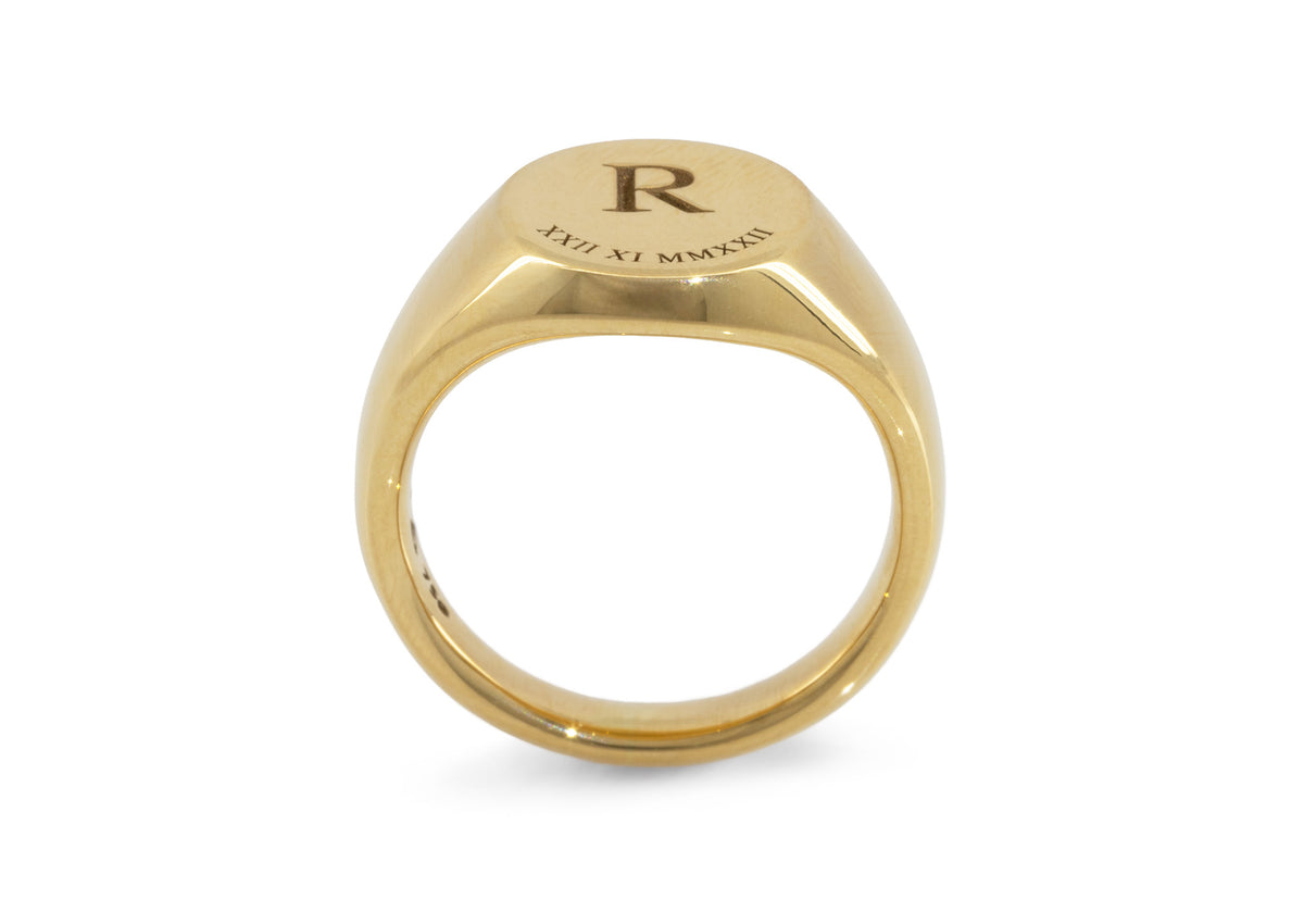 Custom Initial Signet Ring, Yellow Gold