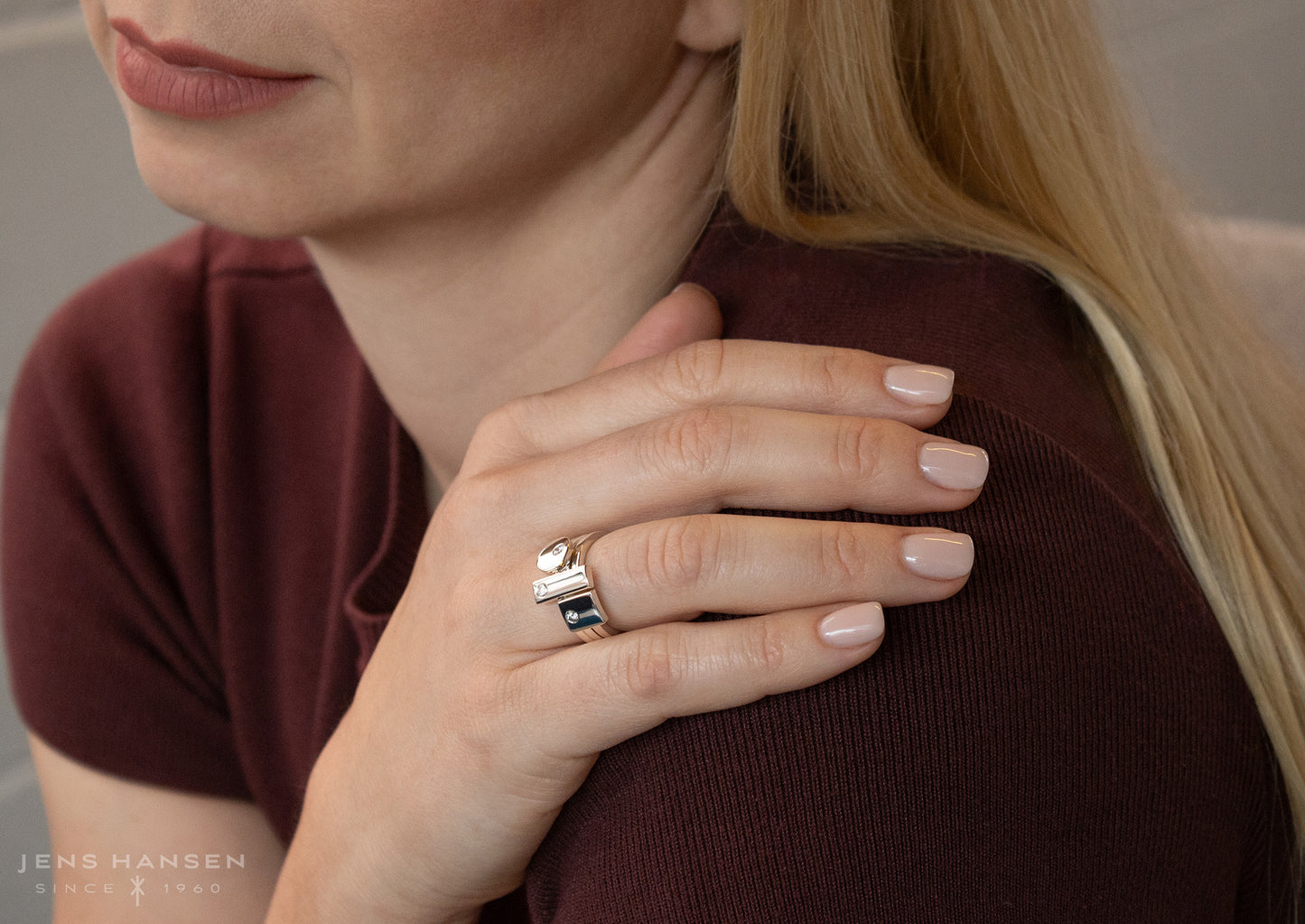 Rectangle Love Stories Stacker Ring, Sterling Silver