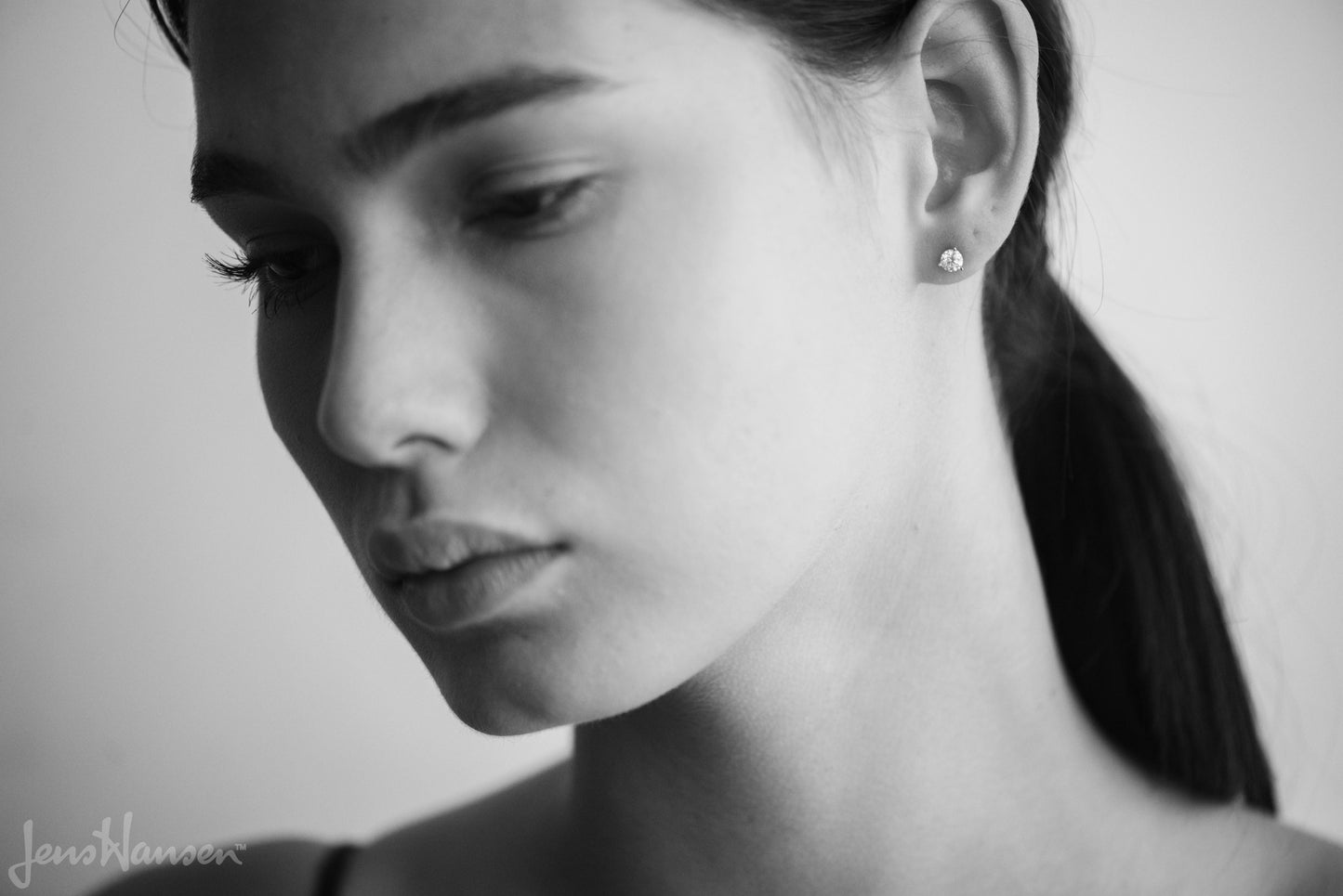 Three Prong Diamond Studs, Yellow Gold