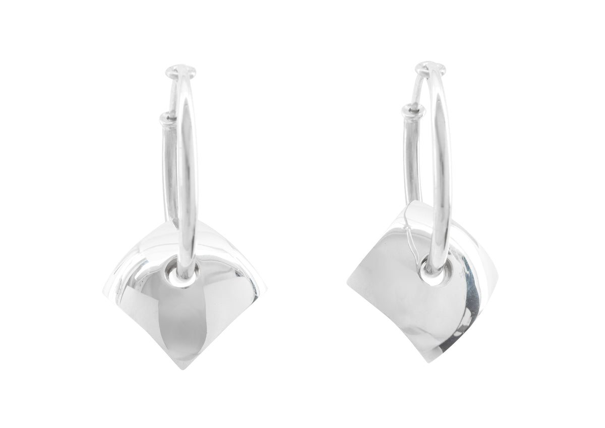 E12 Square Hoop Earrings, Sterling Silver