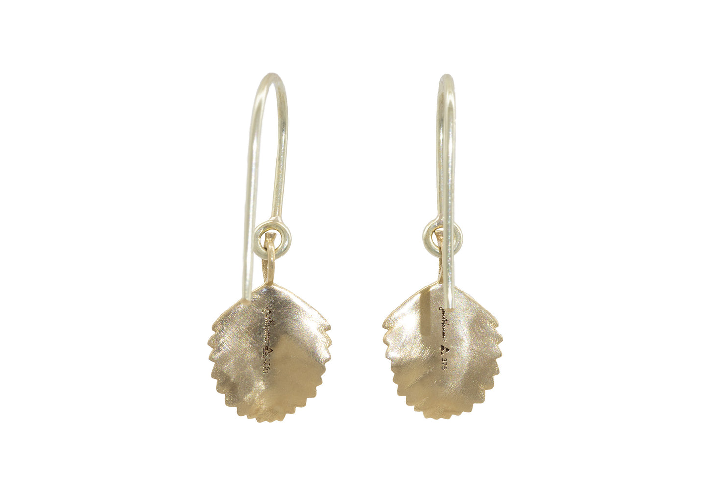 Beech Leaf Earrings, Yellow Gold