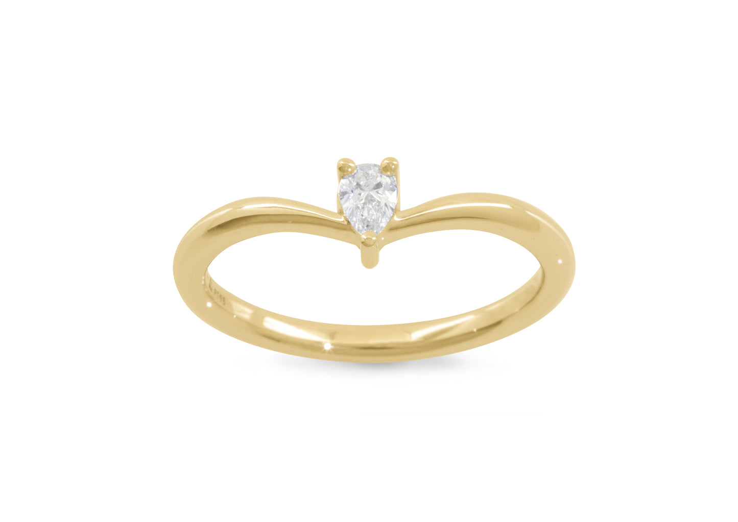 Simple Pear Diamond Elvish Vine Wedding Band, Yellow Gold