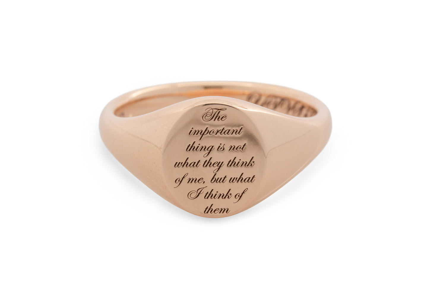 Custom Engraved Oval Signet Ring, Red Gold