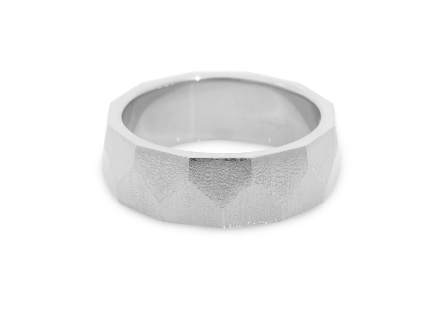 Faceted Wide Band, Sterling Silver