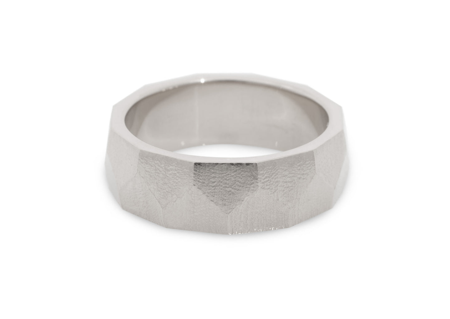 Faceted Wide Band, White Gold & Platinum