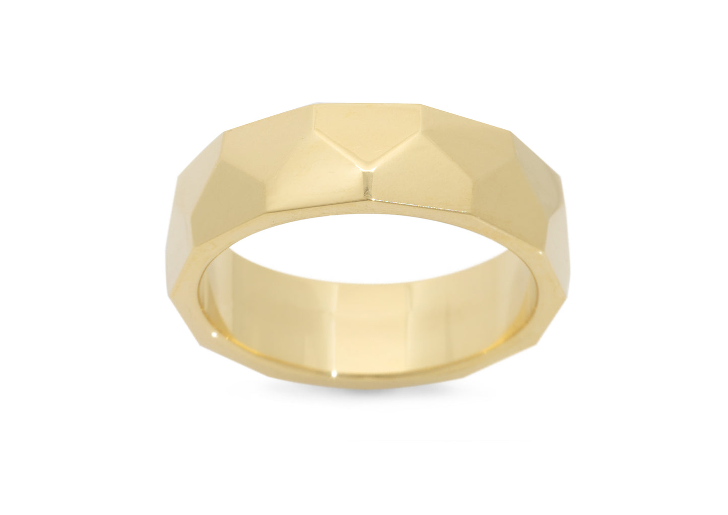 Faceted Wide Band,  Yellow Gold