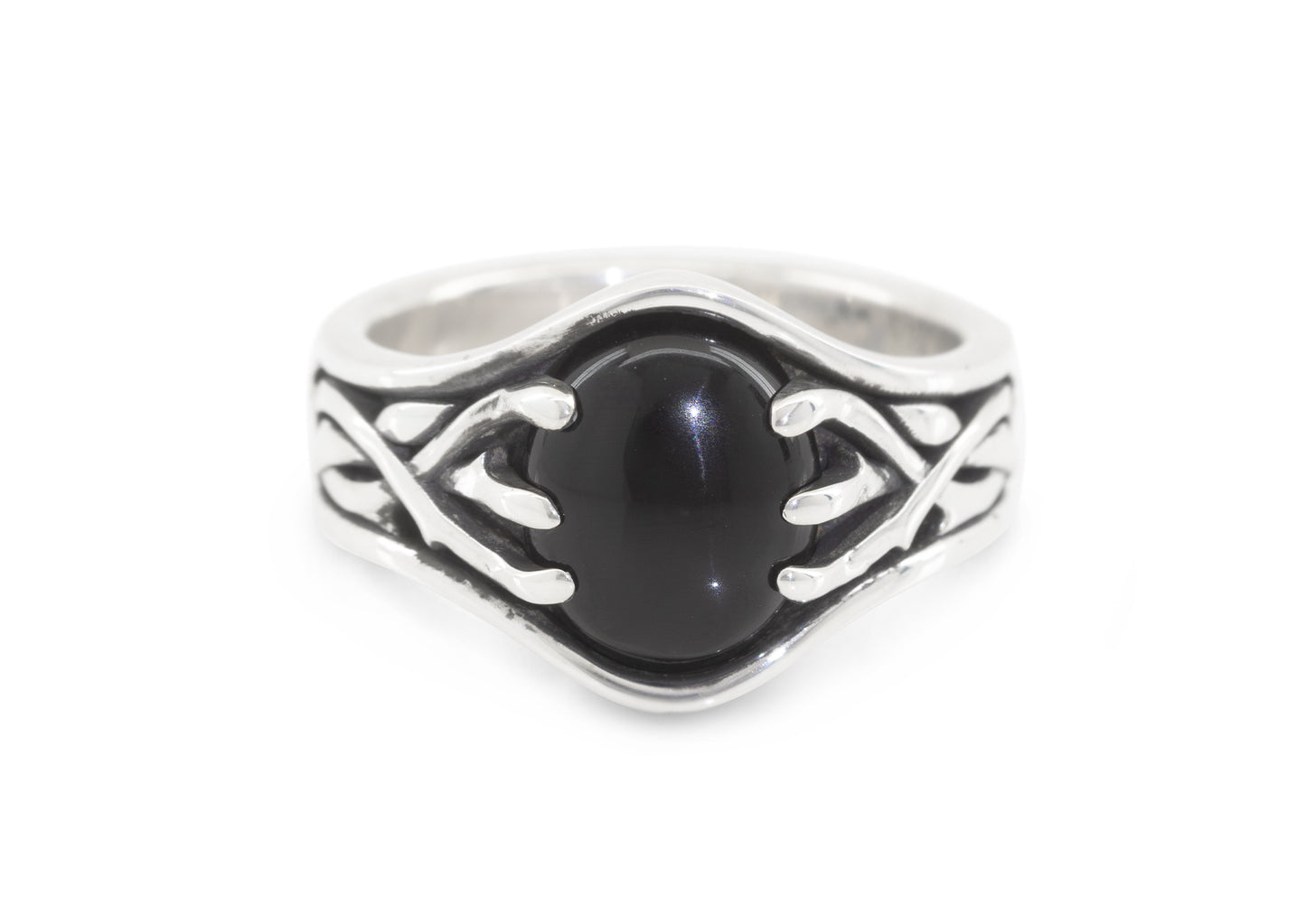 Elvish Woodland Gemstone Signet Style Ring, Sterling Silver