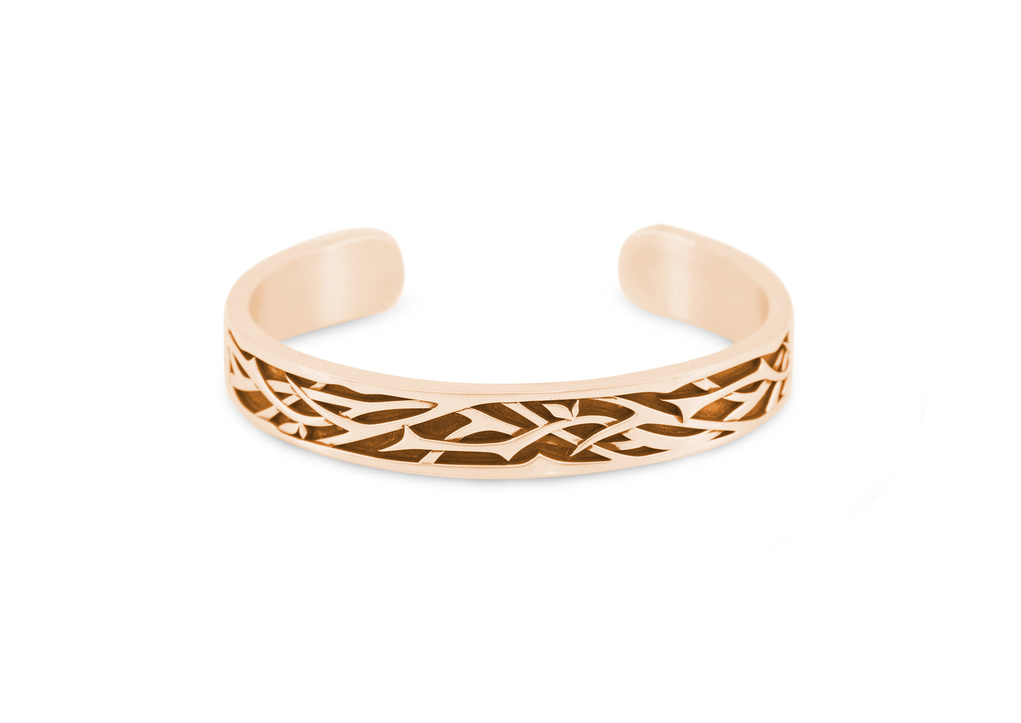 Elvish Woodland Cuff Bangle, Red Gold