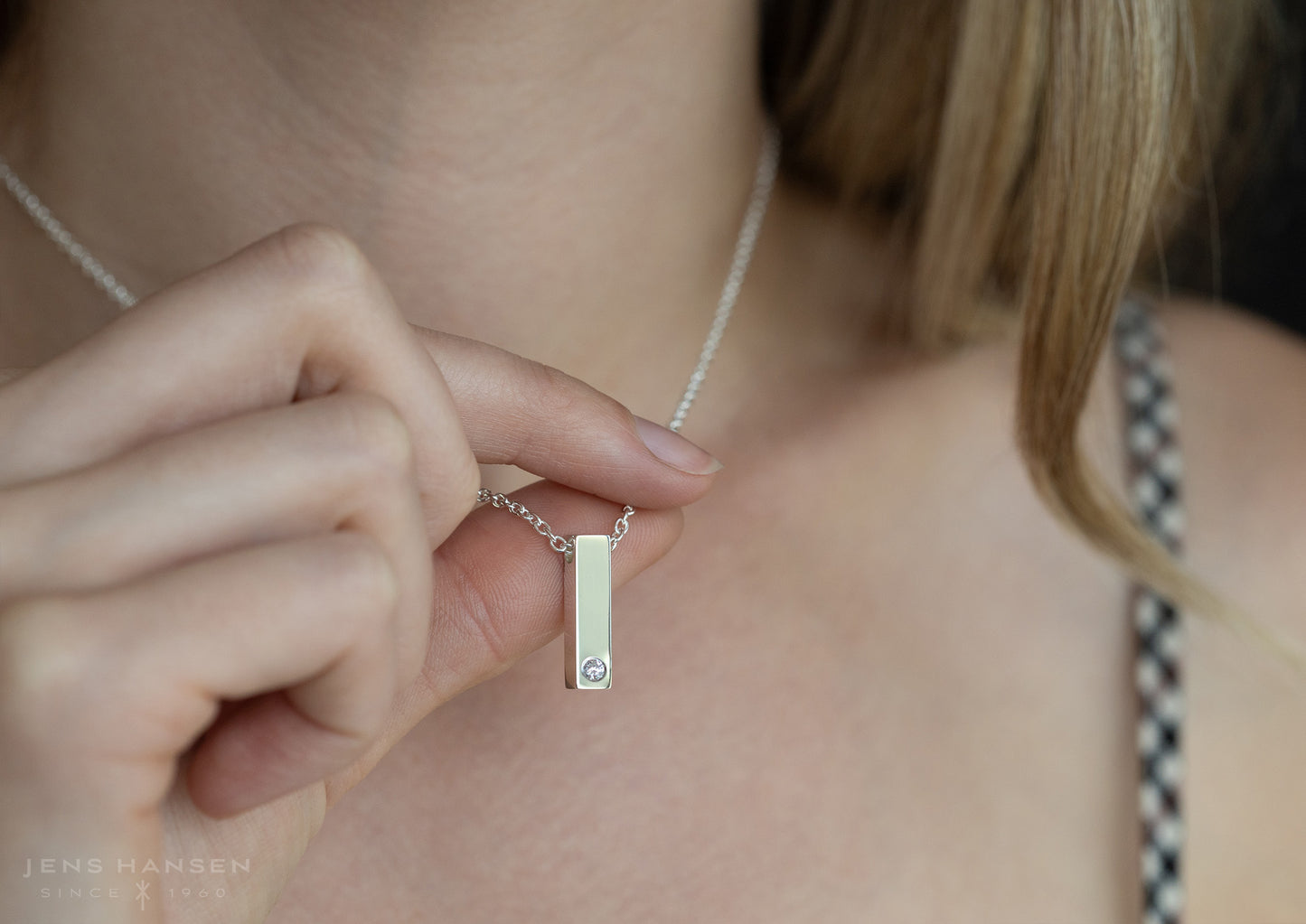 Rectangle Love Stories Diamond Pendant, Sterling Silver