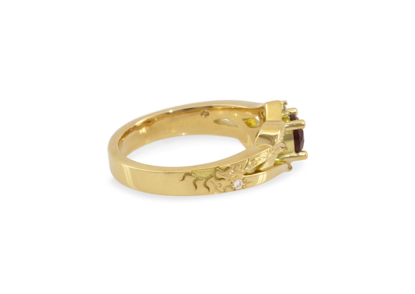 Celestial Elvish Woodland Ring, Yellow Gold