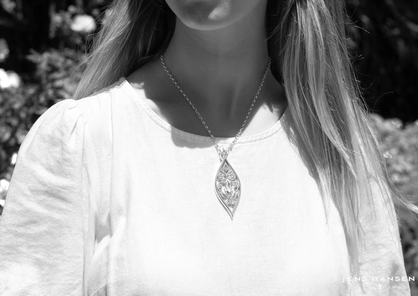 Intricate Marquise Vine Pendant, Sterling Silver