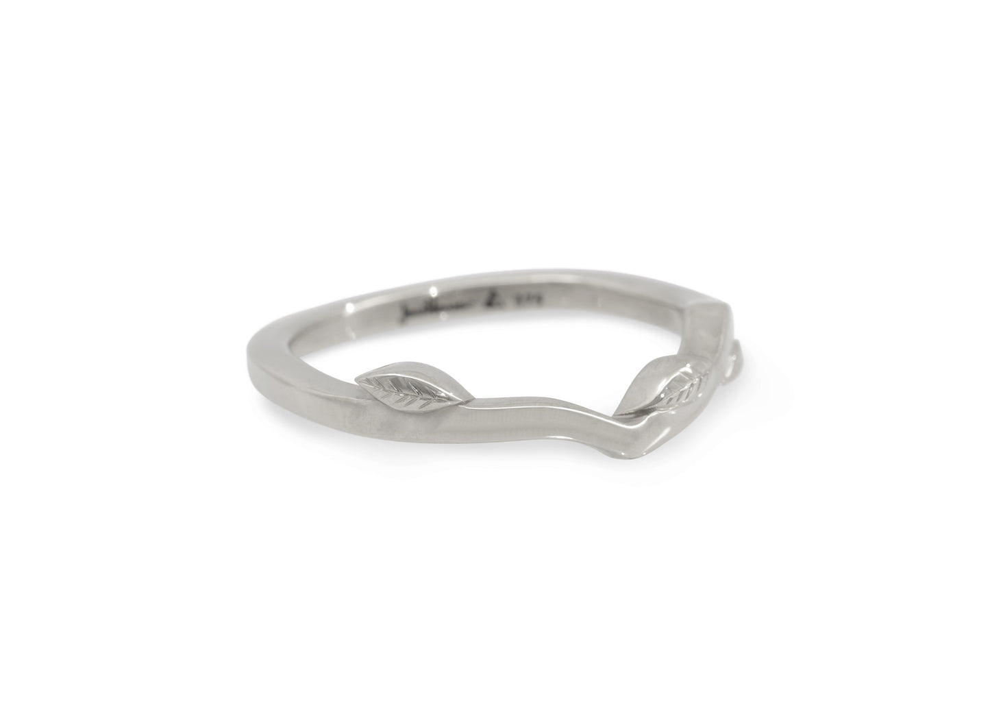 Delicate Woodland Wedding Band, White Gold & Platinum