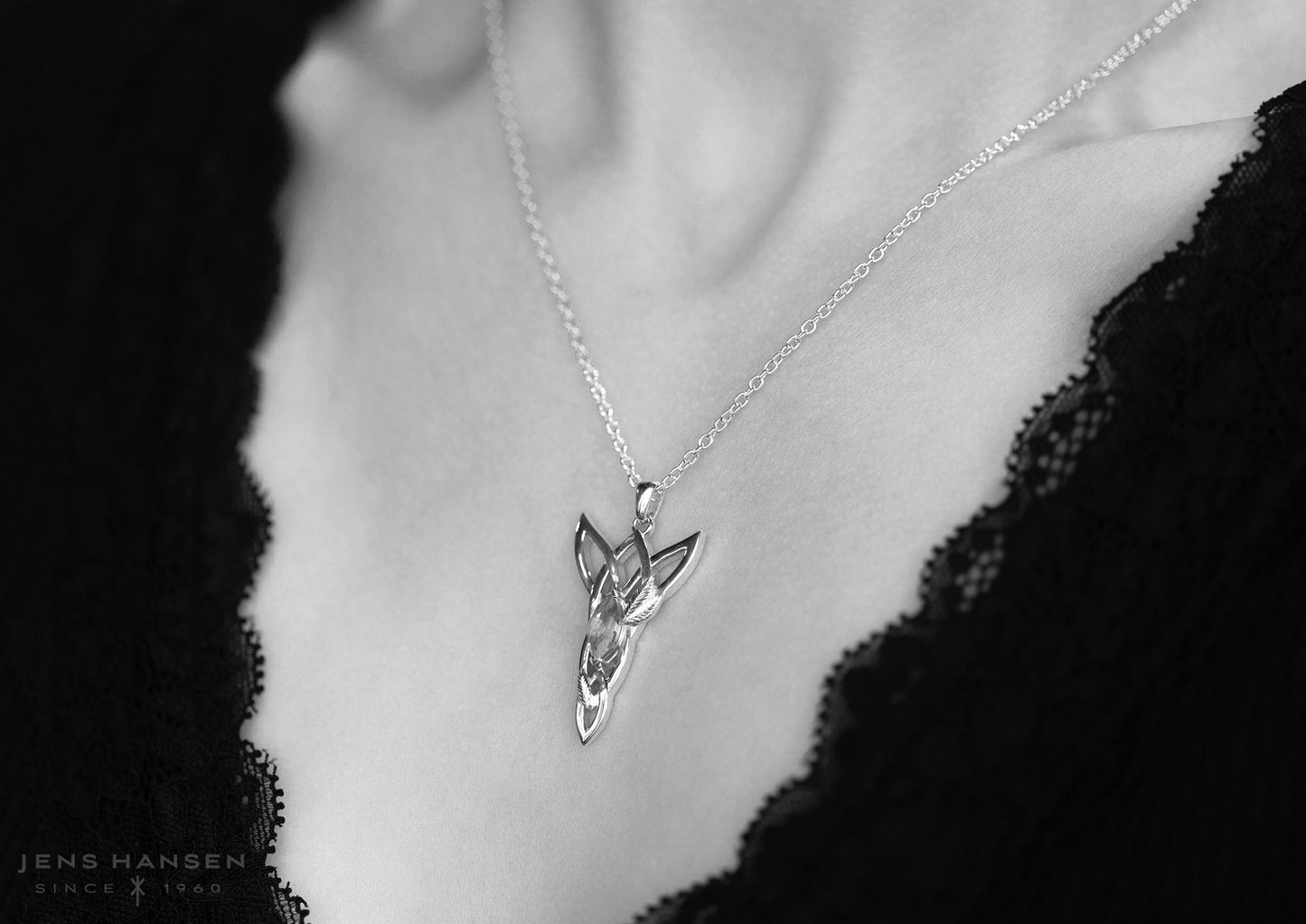 Marquise Gemstone Elvish Woodland Pendant, Red Gold