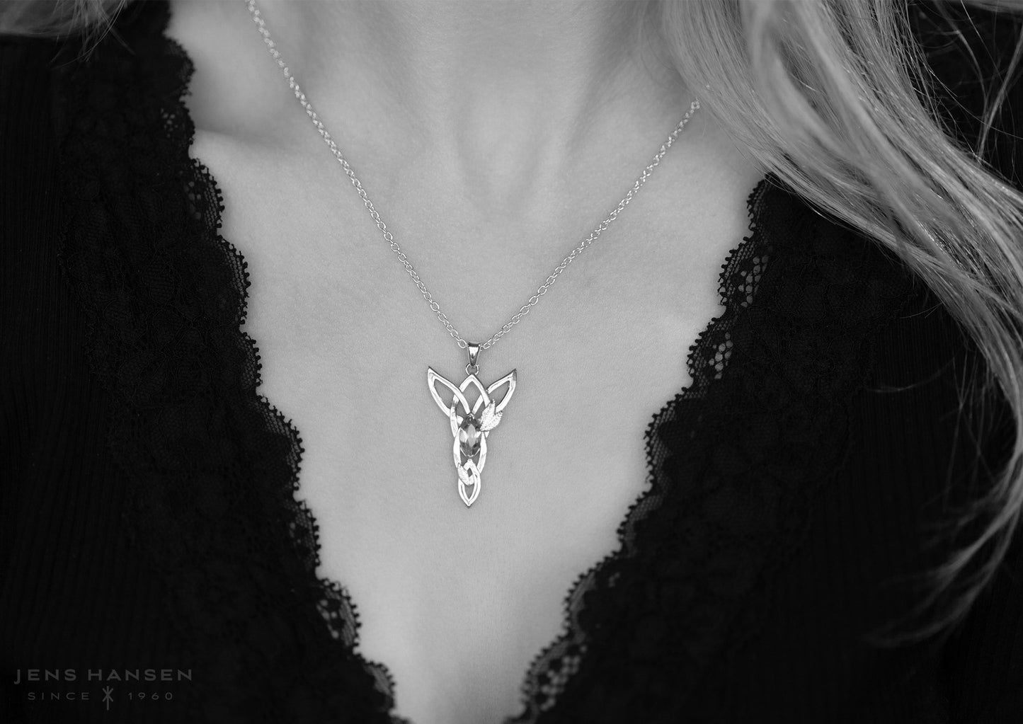 Marquise Gemstone Elvish Woodland Pendant, Red Gold