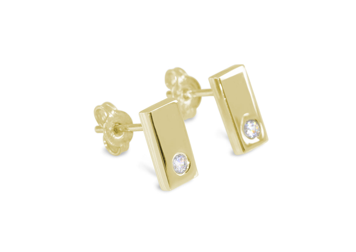 Rectangle Love Stories Diamond Earrings, Yellow Gold