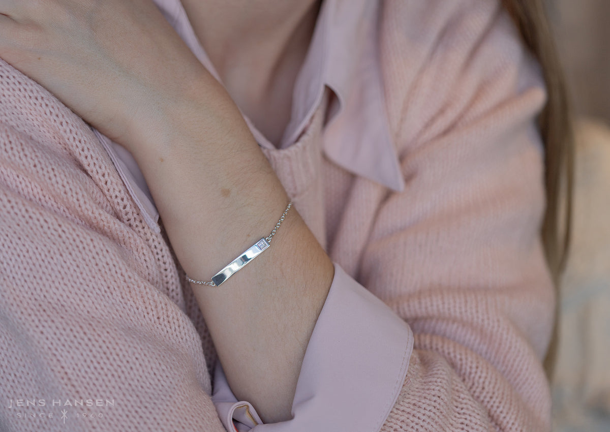 Love Stories Bar Bracelet with Diamond, Sterling Silver