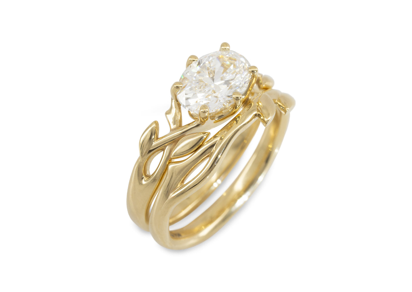 J3339 Vine & Leaf Band, Yellow Gold