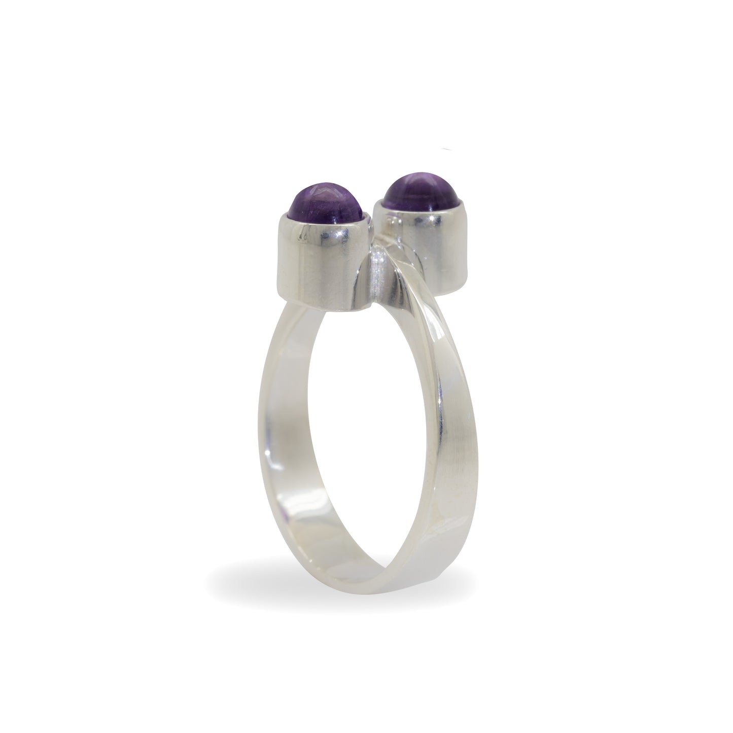 JW362 Double Amethyst Ring, Sterling Silver
