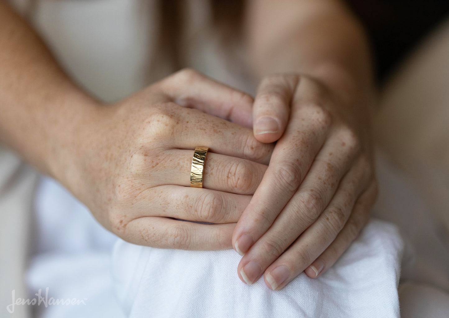 Textured Flat Band, Yellow Gold