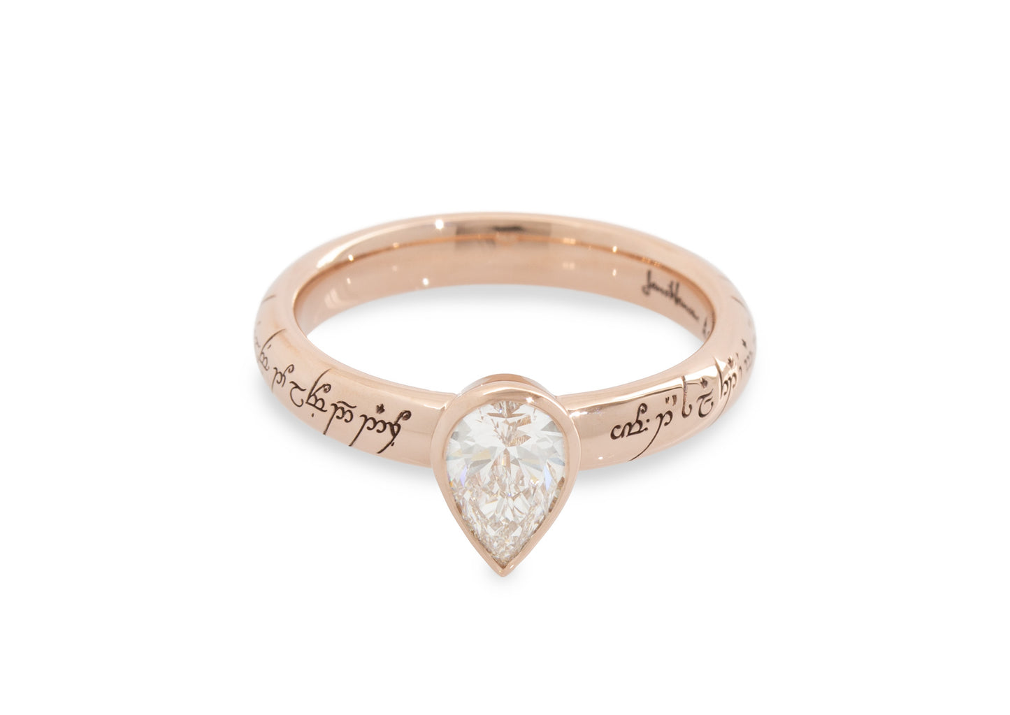Elvish Fairytale Wedding Set, Red & White Gold