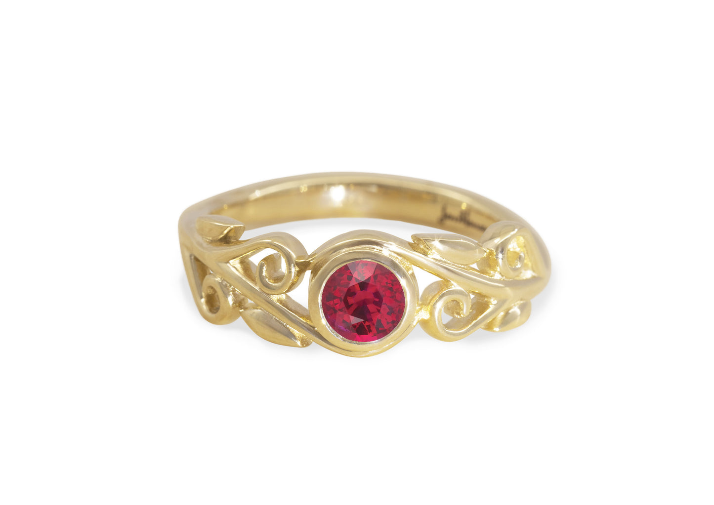 Precious Gemstone Elvish Vine Ring, Yellow Gold