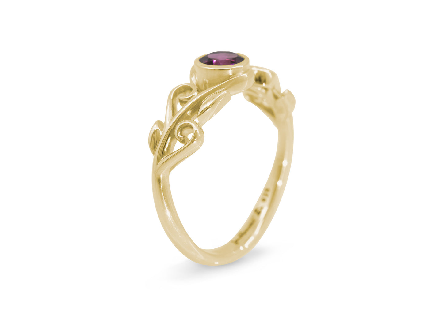 Precious Gemstone Elvish Vine Ring, Yellow Gold