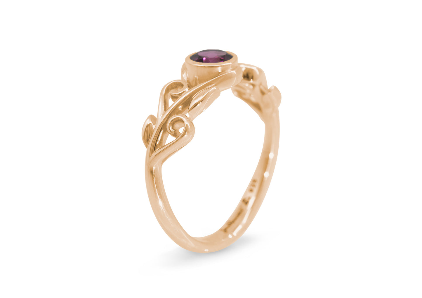 Precious Gemstone Elvish Vine Ring, Red Gold