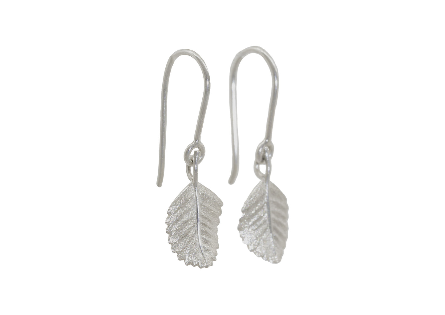 Beech Leaf Earrings, White Gold & Platinum
