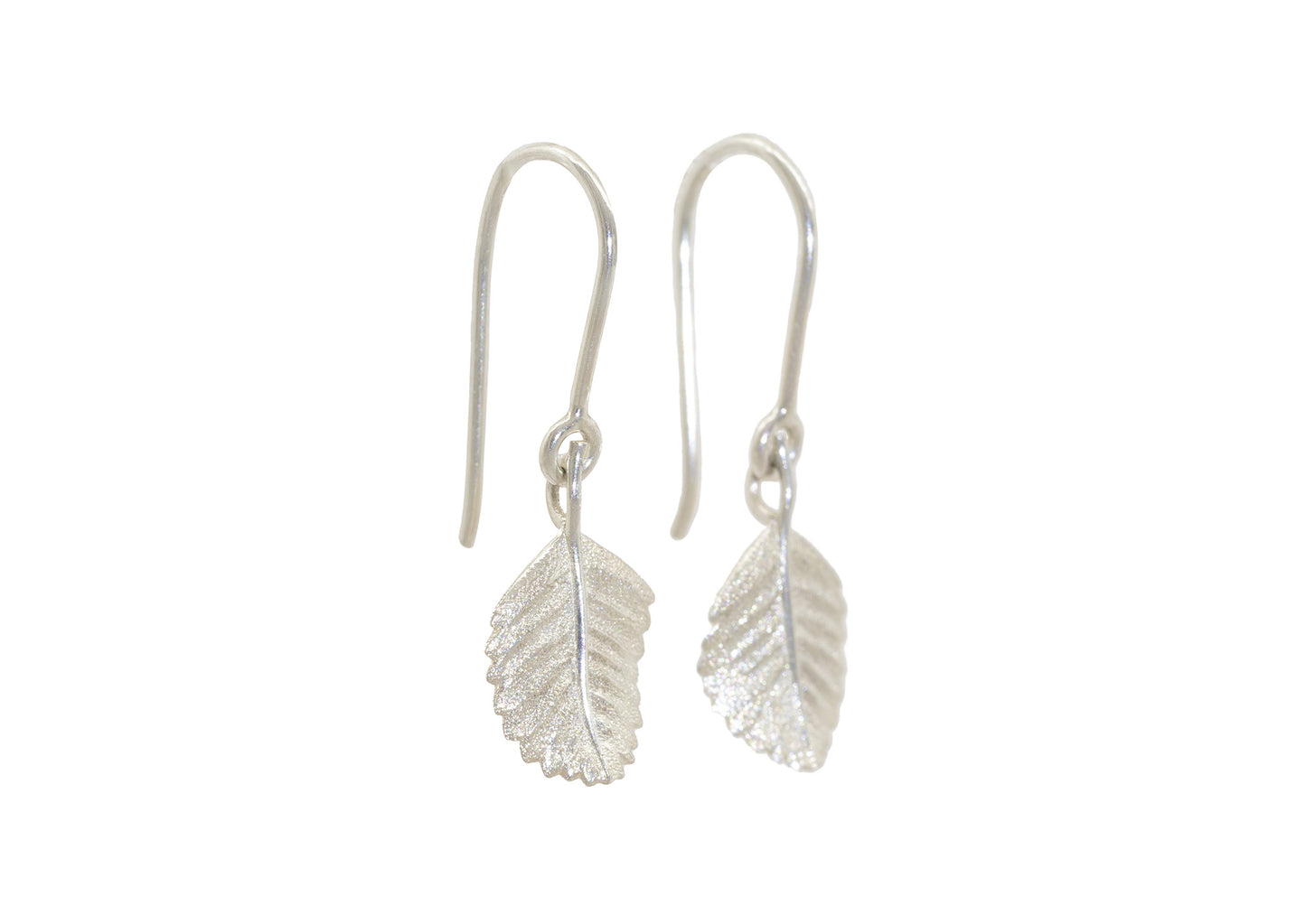 Beech Leaf Earrings, Sterling Silver
