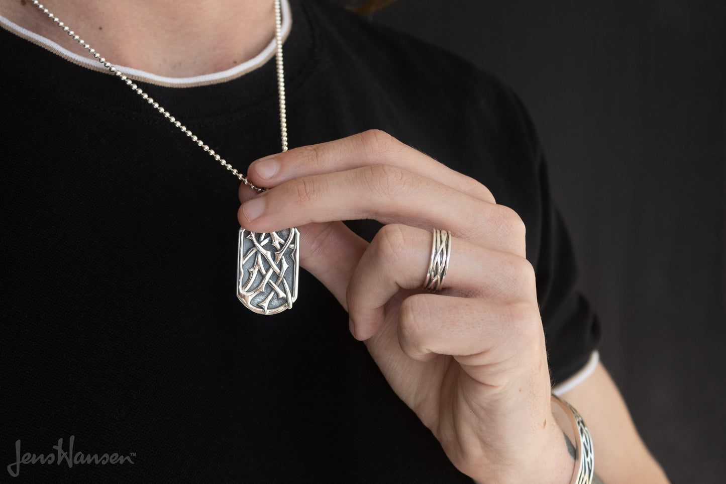 Patterned Elvish Woodland Ring, White Gold & Platinum