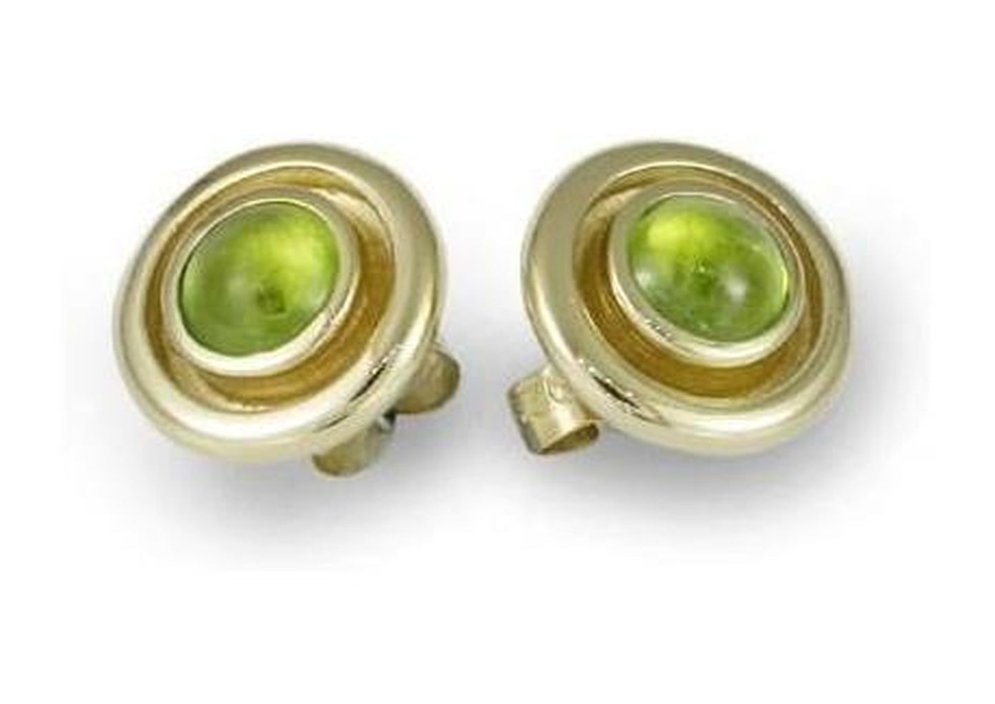 18ct Gold Stud Earrings with Apple Green Peridots - Jens Hansen