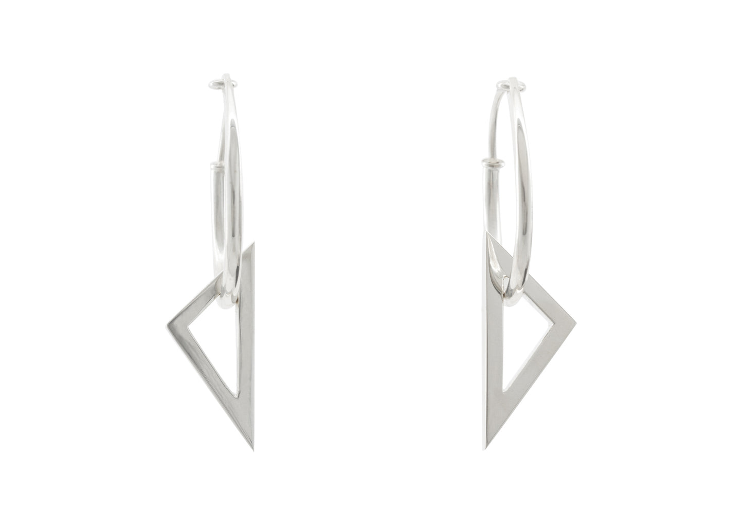 E32 Open Triangle Hoop Earrings, Sterling Silver