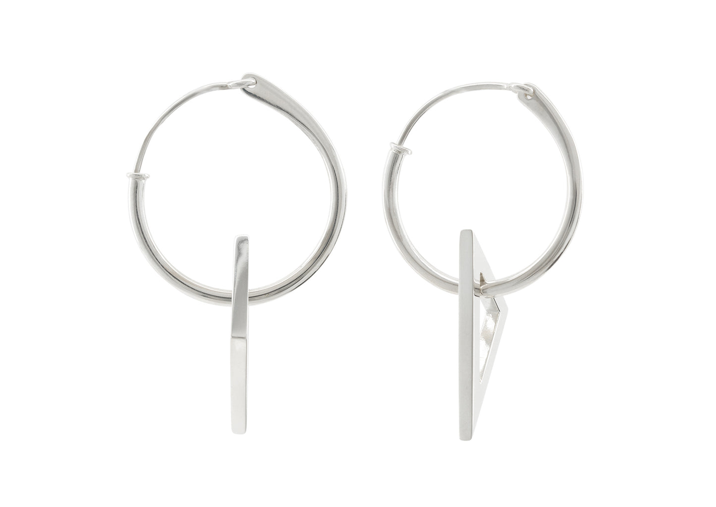 E32 Open Triangle Hoop Earrings, Sterling Silver