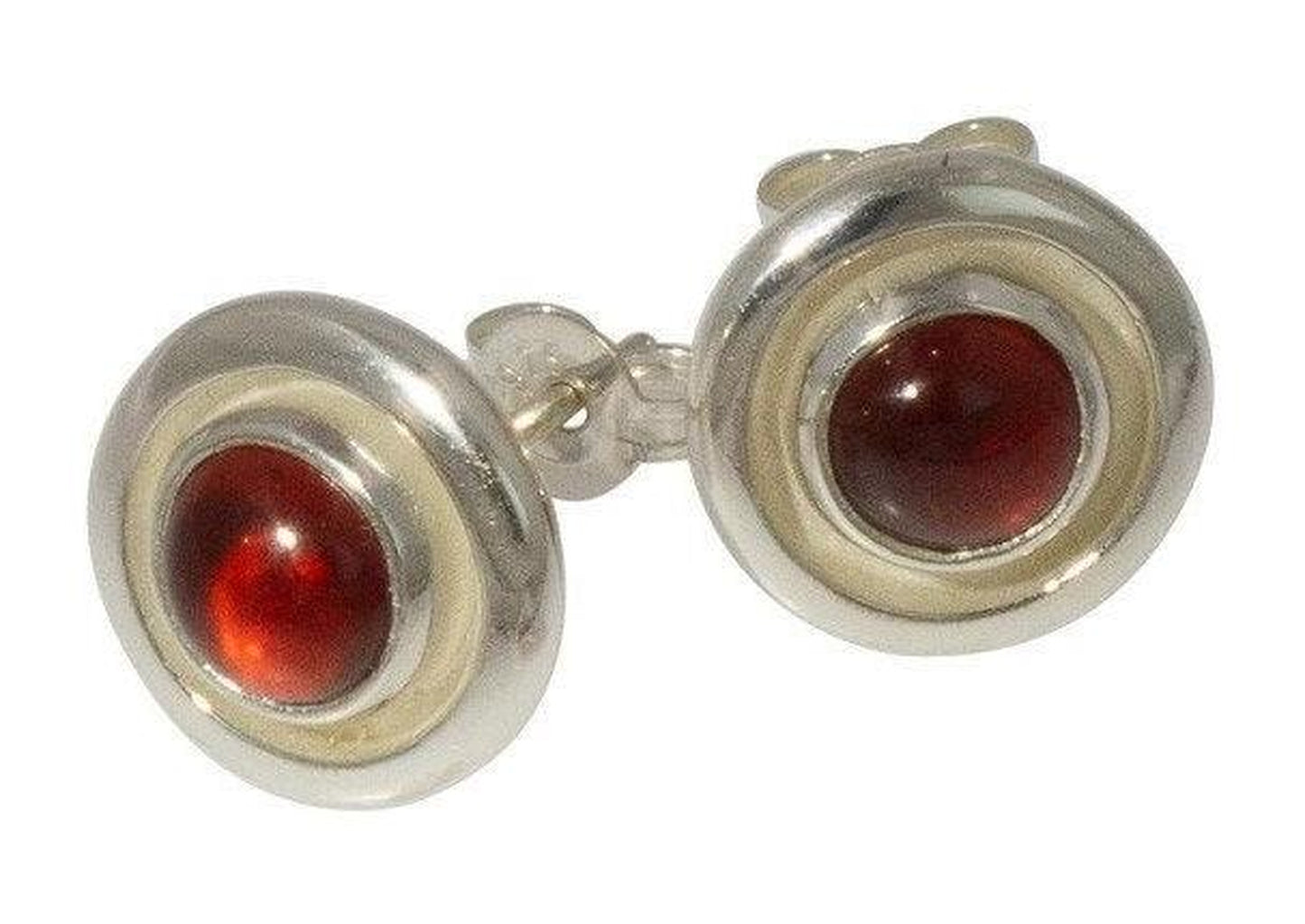 Sterling Silver Cabochon cut Garnet Earrings - Jens Hansen