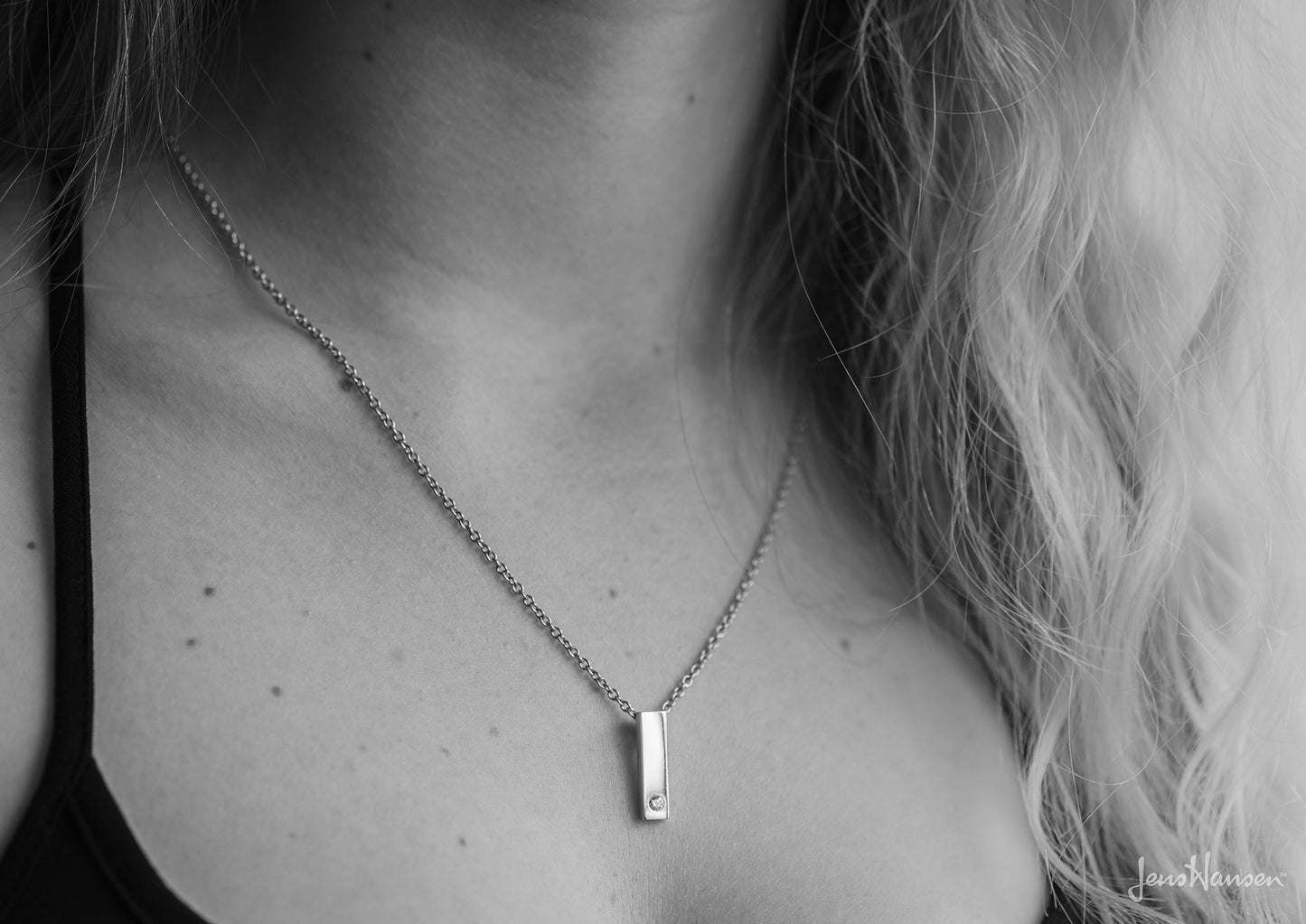 Rectangle Love Stories Diamond Pendant, White Gold