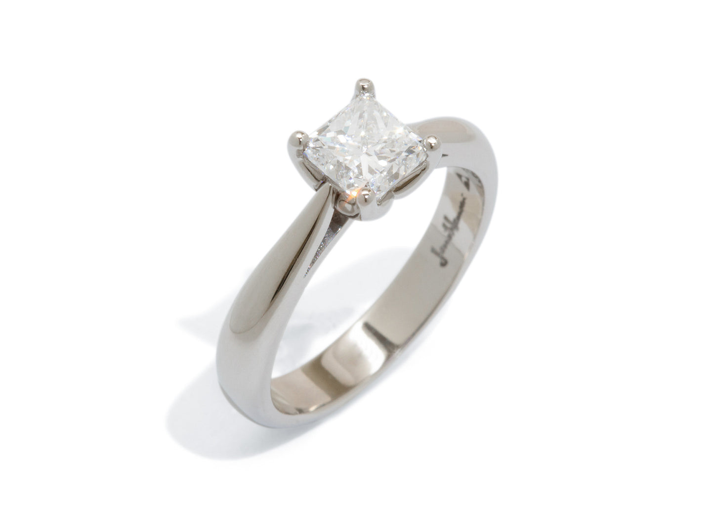 Custom Princess Diamond Engagement Ring, Platinum