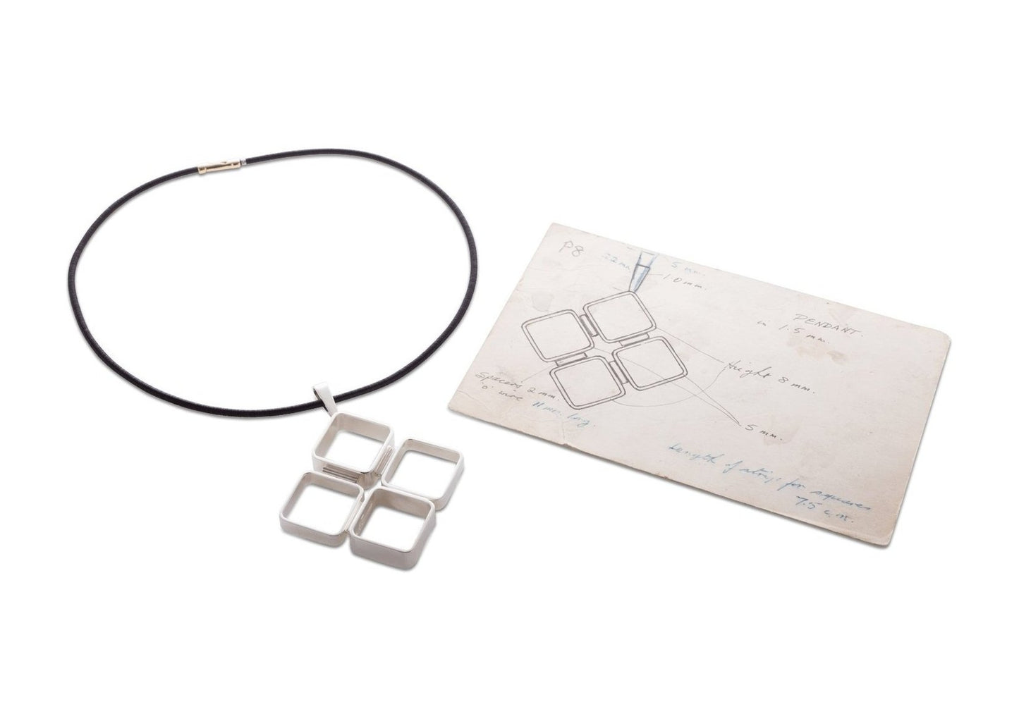 Vintage Four Square Sterling Silver Pendant - Jens Hansen - 2