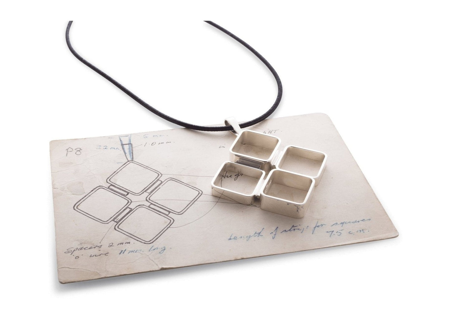 Vintage Four Square Sterling Silver Pendant - Jens Hansen - 3