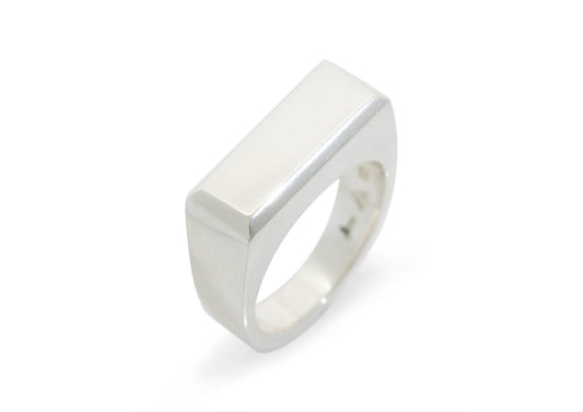 JW606 Beveled Edge Rectangle Ring, Sterling Silver