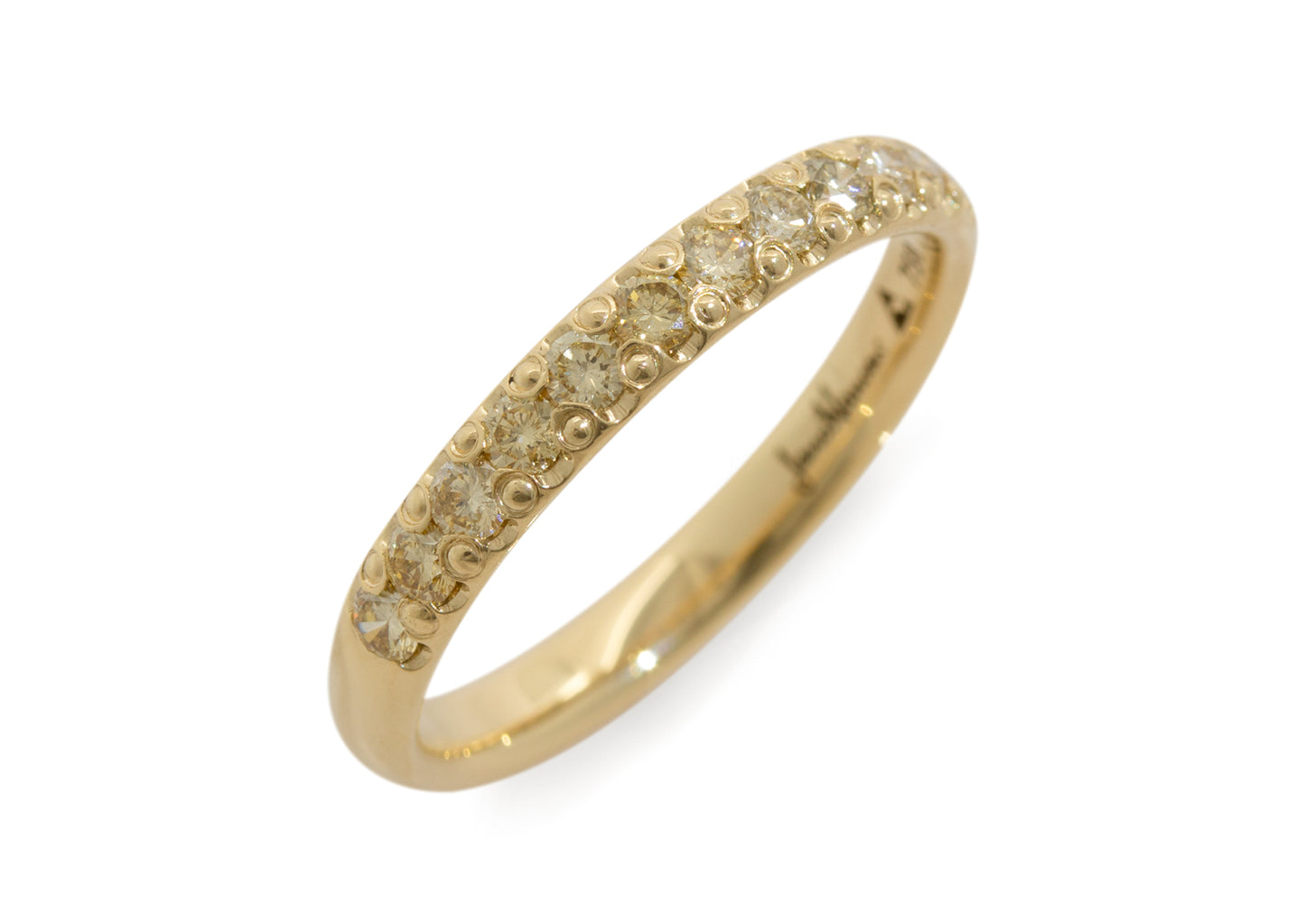 Golden Diamond Pave Band, Yellow Gold