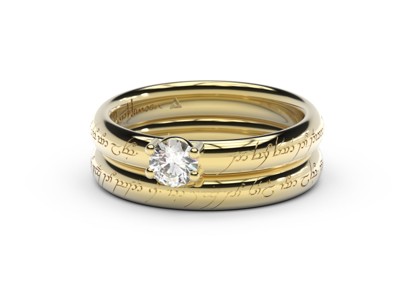 Contemporary Elvish Engagement Ring - Slim, Yellow Gold (Copy-Test)