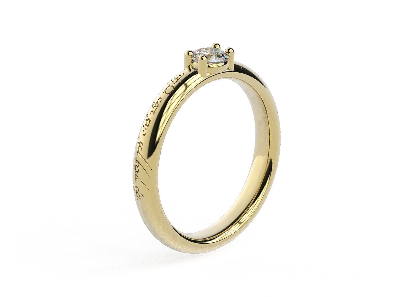 Contemporary Elvish Engagement Ring - Slim, Yellow Gold (Copy-Test)