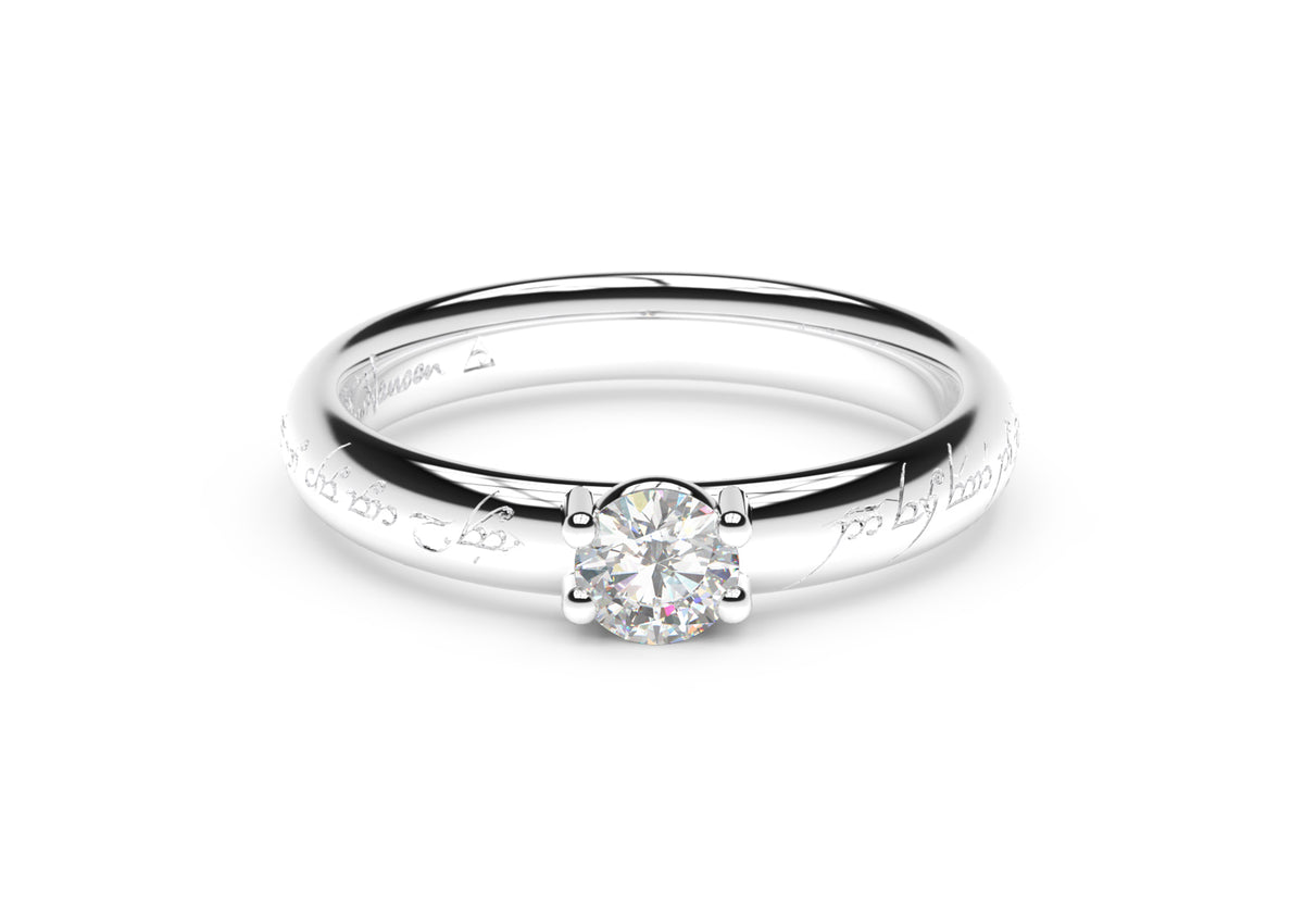 Contemporary Elvish Engagement Ring - Slim, White Gold & Platinum