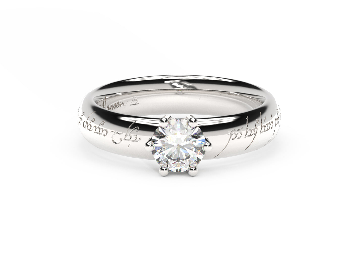 Classic Elvish Engagement Ring, White Gold & Platinum