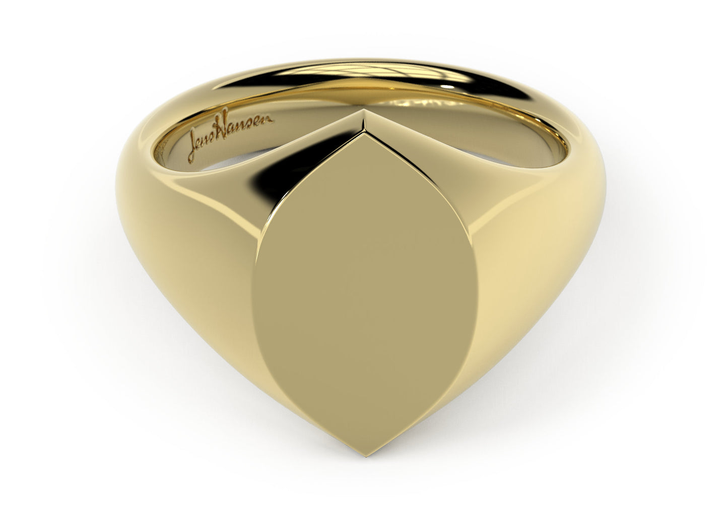 Navette Signet Ring, Yellow Gold